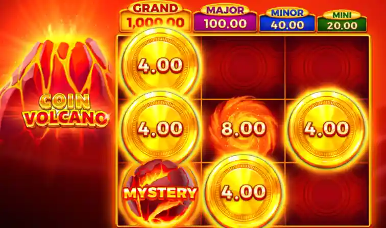 Coin Volcano symbols, scatter timing and coin values